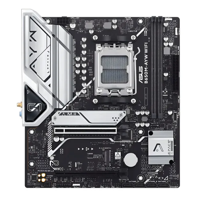Placa Mãe Asus B650m Ayw Wi-fi B650 Amd Am5 Ddr5 Matx Preto Cinza-escuro
