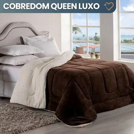 Edredom Sherpa Cobertor E Coberdrom Casal Queen Grosso Pele De Carneiro Dupla Face Tabaco Super Quente