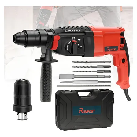 Martelete Perfurador Rompedor Profissional Sds Plus Com Maleta 26mm 1300w 3.2j Runport Vermelho 220v 60hz
