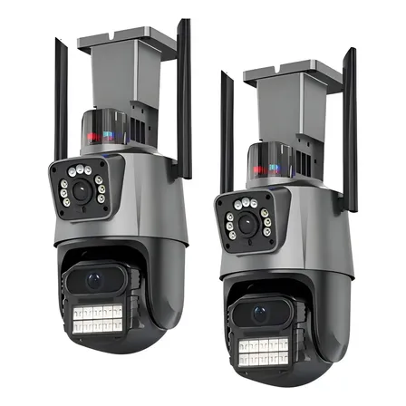 Kit 2 Câmera Segurança Ip Wifi Lente Dupla 4k 6mp App Icsee Preto