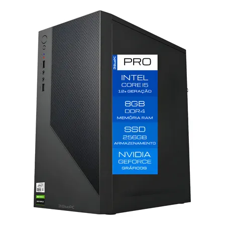 Computador Bluepc Pro - Intel Core i5 12400f (12ª Geração), 8GB Ddr4, SSD 256gb, Gráficos Geforce, Fonte 500w, WINDOWS 11 Pro - CDBP-PRO115