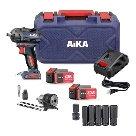 Chave de Impacto a Bateria AIKA 500Nm 4.0Ah 2500rpm Mandril e Soquetes