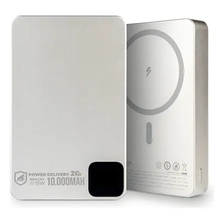 Power Bank Magsafe Titanium Gshield 10.000mah Para iPhone E Android Cinza