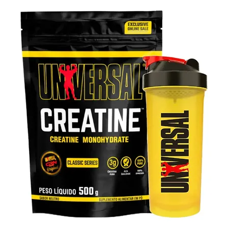 Suplemento Creatina Monohidratada 500g Refil + Coqueteleira - Universal Nutrition Sem Sabor
