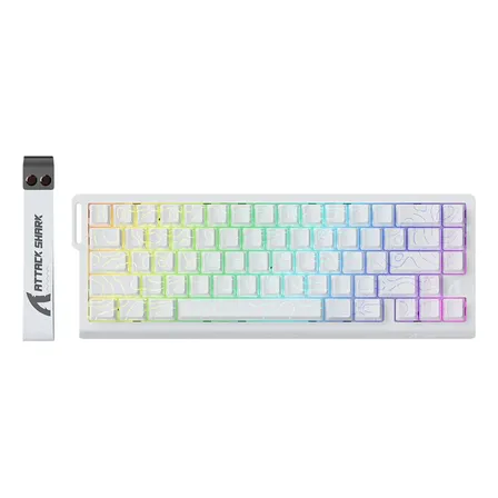 Teclado Gamer Mecânico Switch Magnético Attack Shark 8000hz Iluminação Rgb Com Fio X68 He Branco Inglês Us