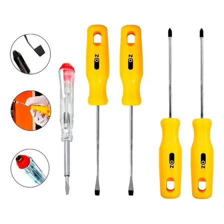 Jogo De Chave Fenda E Philips 4 Pçs + Chave Teste Elétrico