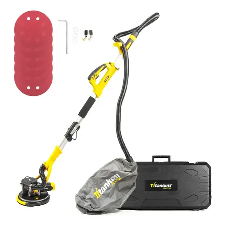 Lixadeira De Teto E Parede Profissional Telescópica 880w Com Maleta Para Transporte Titanium Platina 220v Amarelo 60hz