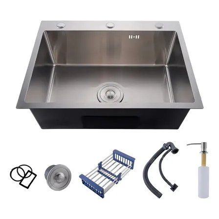 Cuba Pia Cozinha Gourmet Inox 304 Luxo 60x45x21cm Pia De Cozinha Com Acessórios Cor Acabamento Escovado Prata Winda Prateado