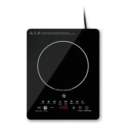 Cooktop de Indução 1 Boca Preto Painel Touch Screen