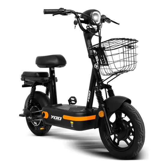 Bicicleta Elétrica 350w Aro 14 Yoo Mobility Scooter Y200 Cor Preto/laranja