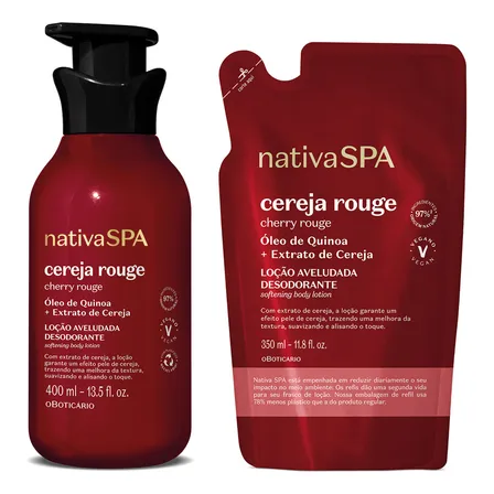 Combo Nativa Spa Cereja Rouge: Loção Corporal 400ml + Refil