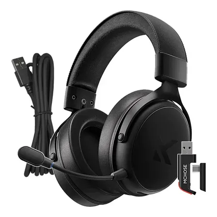 Headset Gamer Mchose V9 Pro Sem Fio Preto Com Microfone