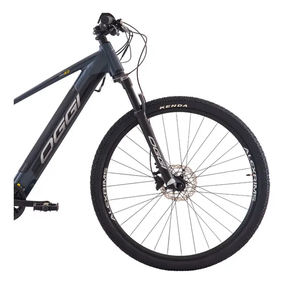 Bicicleta Elétrica 8.0 32km/h Oggi Seguro + Cor Cinza/amarelo 15.5