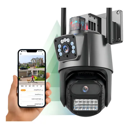 Câmera Ip Vlx P11 8mp 4k De Lente Dupla Ptz Com Sirene E Wi-fi Cinza