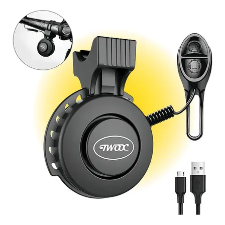 Buzina Elétrica Para Bike Sirene Bicicleta 4 Modos De Som Extra Forte 120db Cor Preto