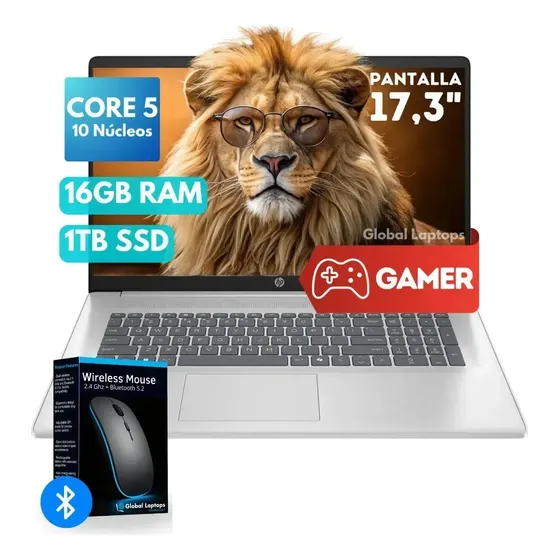 HP Pavilion Core 5 120U 1TB SSD 16GB RAM Tela 17.3" HD+ 1600 px x 900 px Intel Graphics Inclui Windows 11 Instalado Laptop 17-CN4153 Com Presente