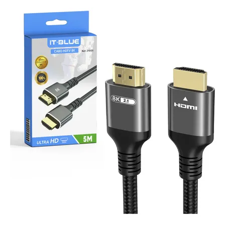 Cabo HDMI It-Blue 2.1 8K Ultra HD 5m Compatível com PS5 Xbox Series X S TV