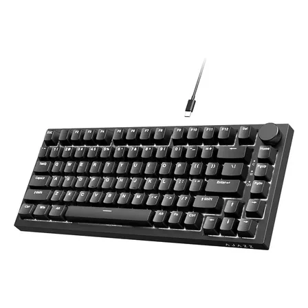 Teclado Com Fio Ajazz Ak820, Interruptor Vermelho, Chave Pbt Preto Espanhol Espanha