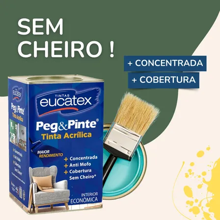 Tinta De Acrílico Eucatex Peg E Pinte Com Acabamento Fosco De 18l - Gelo