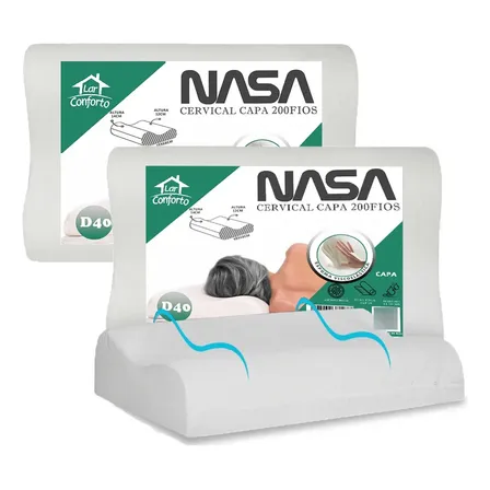 Kit 2 Travesseiro Nasa Ortopédico Cervical D40 -lar Conforto Branco