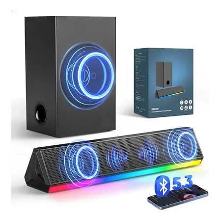 Soundbar Barra De Som Com Subwoofer Home Theater Para Tv Blutooth 5.3 Tv Sound Bar Preto