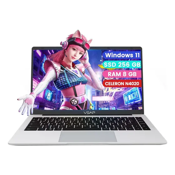 Notebook Intel Celeron, 8 GB de RAM, 256 Gb, SSD, Windows 11, 14 polegadas, prata