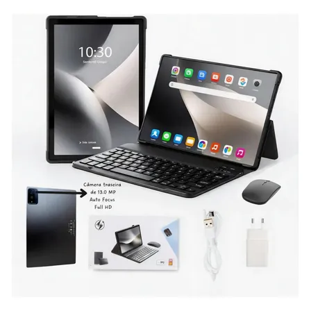 Tablet 10 C10 Octa-core 8gb Ram 256gb 4g Dual Chip Wi-fi Android Teclado Capa Touch Vtr Eletronics Ideal Estudo Trabalho Aulas Online Compleot Azul