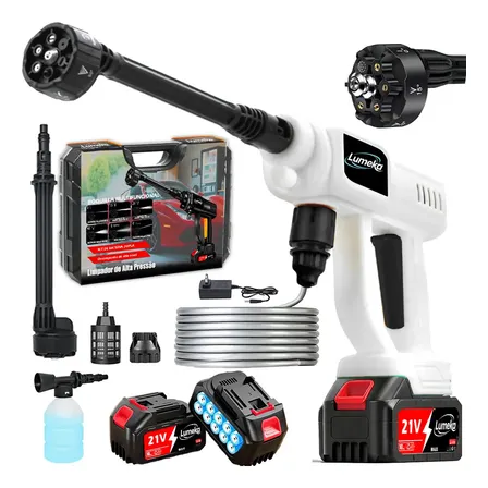 Lavadora De Alta Pressão Sem Fio Portátil Para Lavar Carros, Potência Forte Com Pressão De Água Regulável, Bico... Branco 127/220v