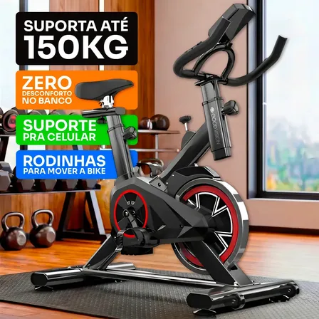Bicicleta Ergometrica Spinning Goodvision Profissional Para Cardio Fitness Musculação Atividade Física Inercia Cor Preto E Vermelho Ate 150kg