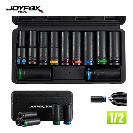 Jogo de Soquetes de Impacto Joyfox para Serviços Pesados 1/2" (10mm a 24mm)
