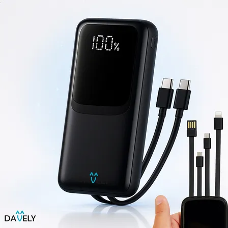 Power Bank 20.000mah Carregador Portátil Iphone Android IOS aple xiomi Carga Rápida Premium Com Display Compatível Com Todos Os Celulares Marca Davely