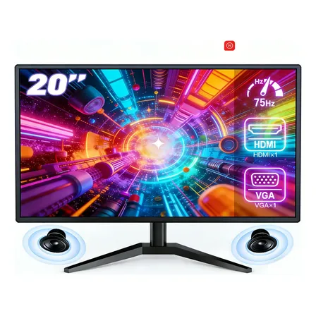 Monitor Gamer LCD 20 Polegadas pc,1600x900 HD,Alto-falantes Integrados,100Hz,Tempo de Resposta 1ms,250cd/m²,72% NTSC,1000:1,HDMI/VGA/AUIDO/DC,Bivolt