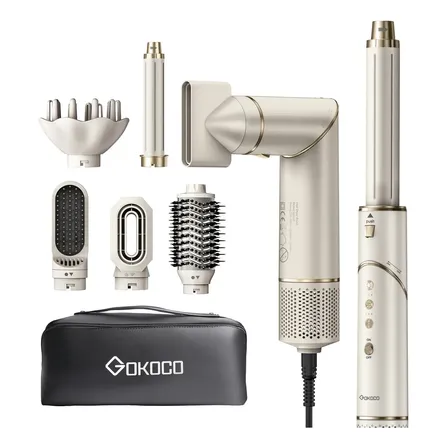 Secador De Cabelo Gokoco Com 7 Em 1 Escova Hot Air Styler Cor Palha