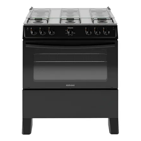 Fogão Itatiaia Star New Piso 6 Bocas Preto Mesa Inox 127/220v