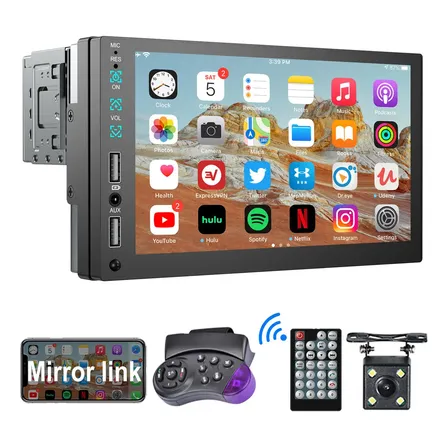Central Multimídia 1 Din E 2 Din Mp5 Bt Universal Espelha Camera Hd Touch 7pol + Camera Kit Multimidia