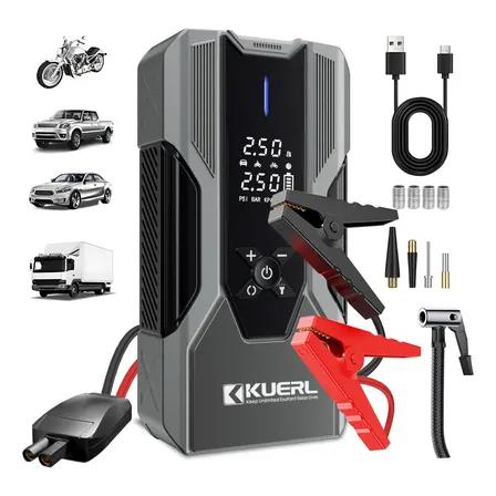 Auxiliar Partida Bateria Compressor Ar Emergência Portátil 1500a ,auxiliar De Partida Bateria Veicular Com Compressor De Ar, Floots Portátil Compressor Ar 10000mah Veicular