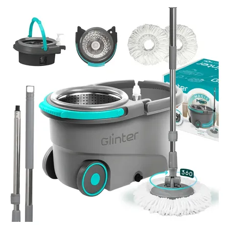 Mop Profissional Inox 16l Com 2 Refis De Microfibra Glinter