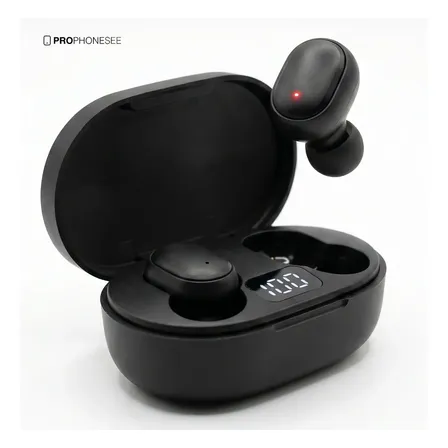 Fone Ouvido Bluetooth 5.3 Sem Fio Estojo Bateria Longa Duração Portátil Tela Display Digital Led Prova Dagua Compatível... Preto