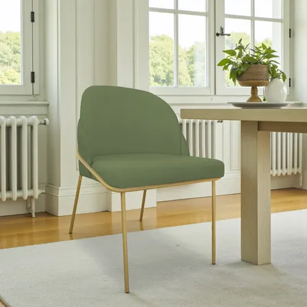 Cadeira Sala de Jantar Ruby Ldecommerce Verde Bouclé Pés Dourados