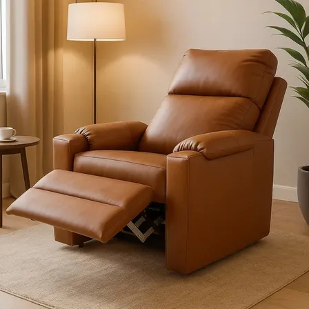 Poltrona Cadeira Glória Papai E Mamãe Decorativa Com Encosto Macio Retrátil E Reclinável Para Sala De Descanso E Amamentação Cor Caramelo