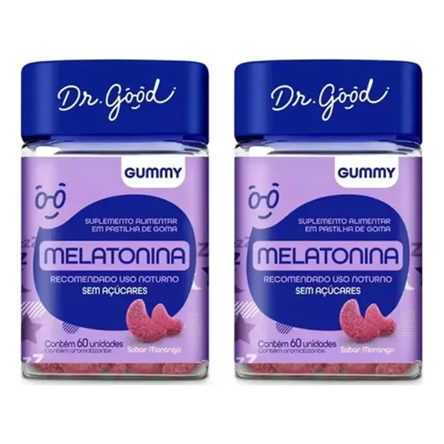 Pacote X2 Suplementos Em Gomas Dr Good E Fini Melatonina Auxílio Para Dormir Morango