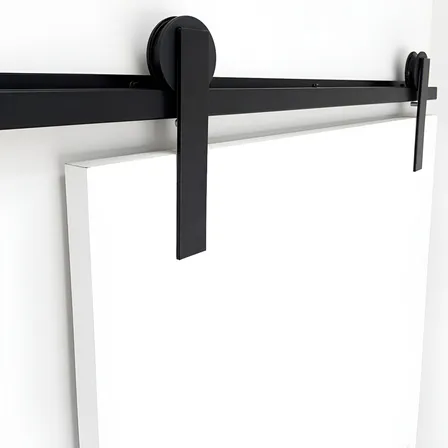 Kit Para Porta De Correr Trilho 2m Com Roldanas Aparentes Decorplace Preto Fosco
