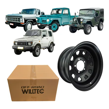 Roda Daytona Black 16x8 5x139 Off Set -25 Jeep Willys F75 F100 F1000 F150 Lada Niva Rural Suzuki Samurai Preto