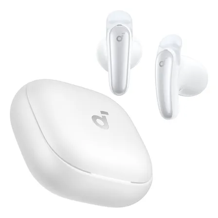 Soundcore Liberty Buds da Anker, Fone de Ouvido Bluetooth Sem Fio, Design Semi-Intra-Auricular, Aletas Auriculares Removíveis, Cancelamento de Ruído Adaptativo em Tempo Real, 30H de Reprodução, Branco