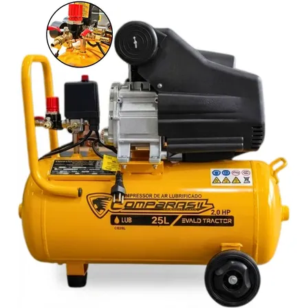 Compressor De Ar 25l 8,6pés 2hp Evald Tractor Compbrasil