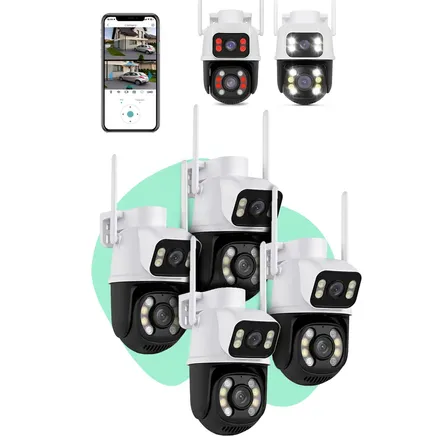 Kit 4 Câmera Segurança Ip Interna Externa Wifi A28 App Icsee Prova Dagua IP66 Dome Lente Dupla Lentes 2 Em 1 Vigilância Visão Noturna Infravermelho Casenn