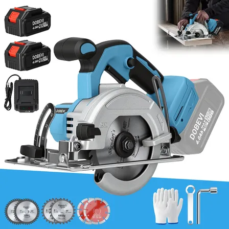 Serra Circular 6800rpm Profissional Com4.0ah Baterias Dobevi Azul-aço 60hz