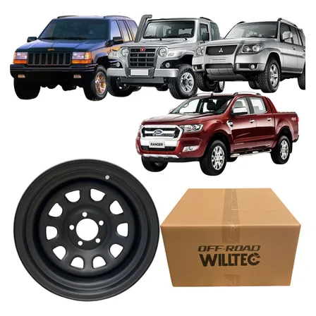 Roda Willtec Daytona 15x8 5x114 Para Ranger Cherokee Tr4 Preto