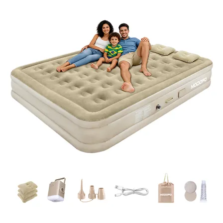 Colchão Inflável Modofo King Size 200x180x40cm - Bomba Integrada (2min Inflar), Confortável para Acampamento/Quarto de Hóspedes | Resistente e Portátil