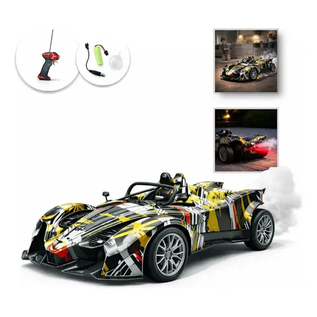Carrinho De Controle Remoto Drift Recarregável Solta Fumaça Com Led Brinquedo Infantil Carro De Corrida Marca Lar Commex